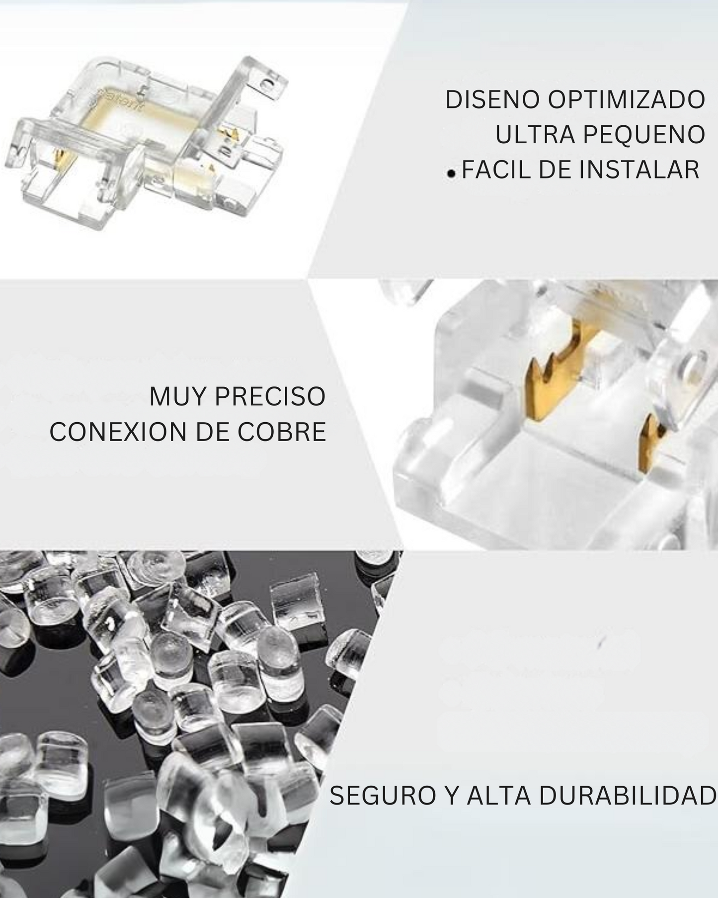 Conector transparente para Tira LED 5mm | Cople empalme para Tira de LED