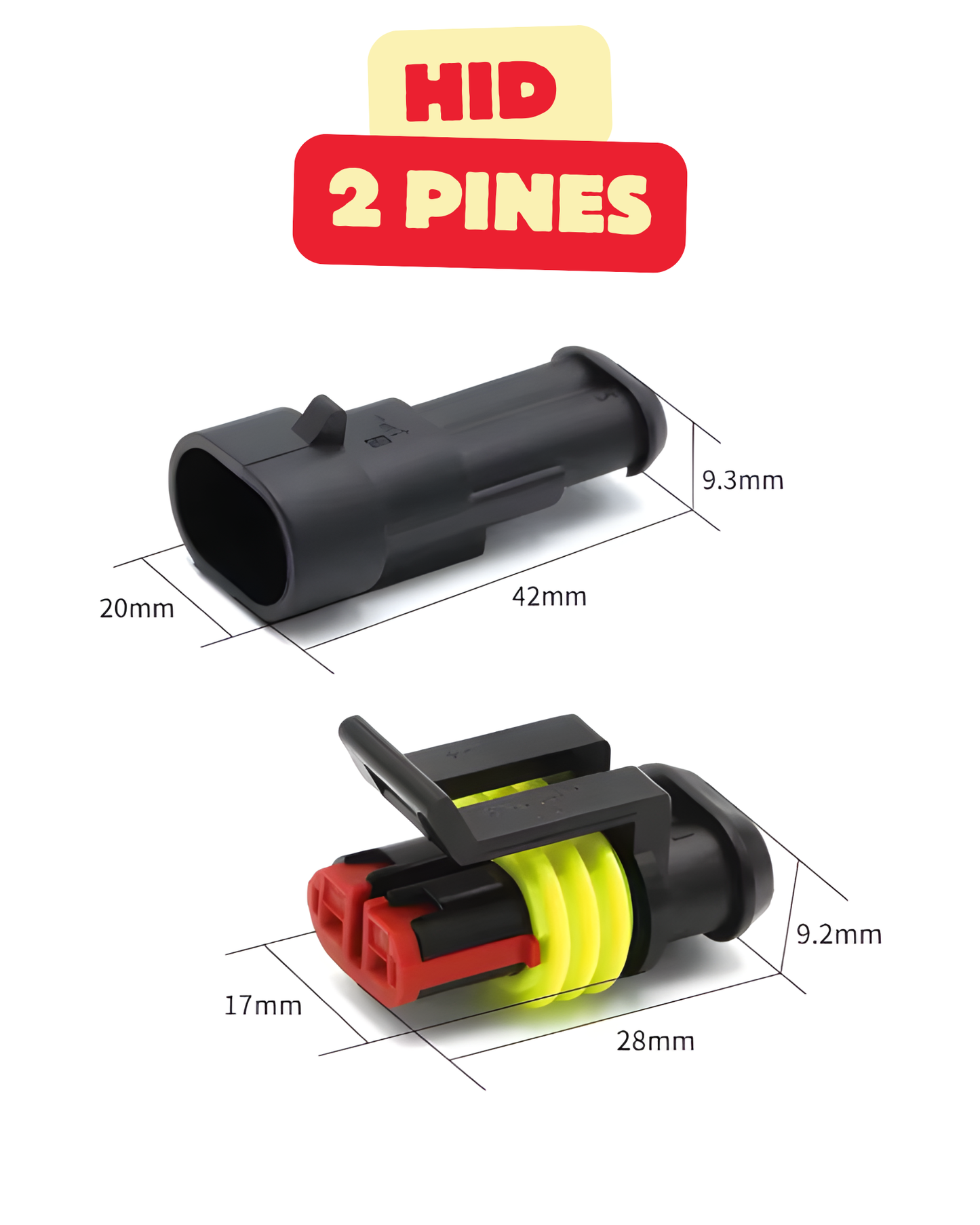 Conector eléctrico impermeable HID | Arnes electrico a prueba de agua 1 pin | 2 pines | 3 pines | 4 pines | 5 pines | 6 pines