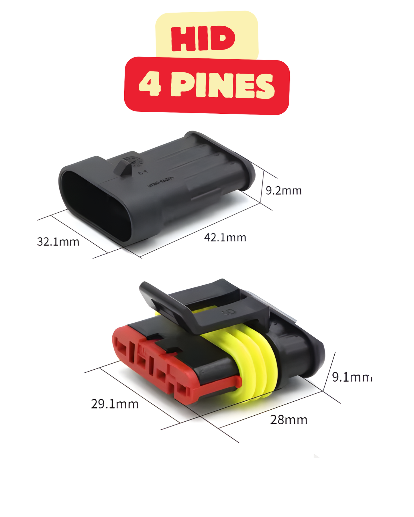 Conector eléctrico impermeable HID | Arnes electrico a prueba de agua 1 pin | 2 pines | 3 pines | 4 pines | 5 pines | 6 pines