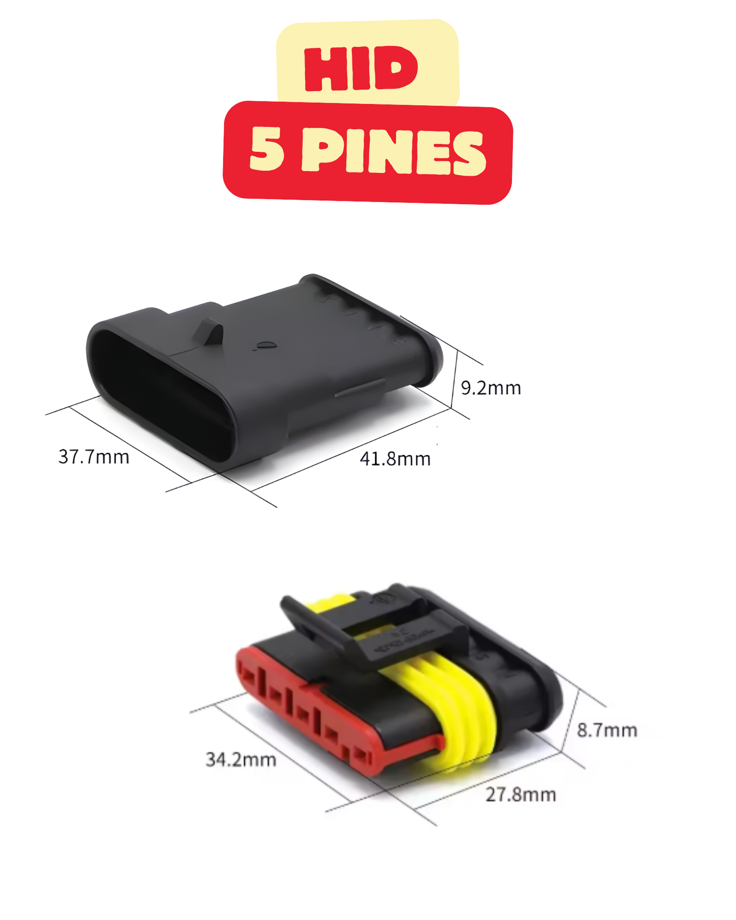 Conector eléctrico impermeable HID | Arnes electrico a prueba de agua 1 pin | 2 pines | 3 pines | 4 pines | 5 pines | 6 pines