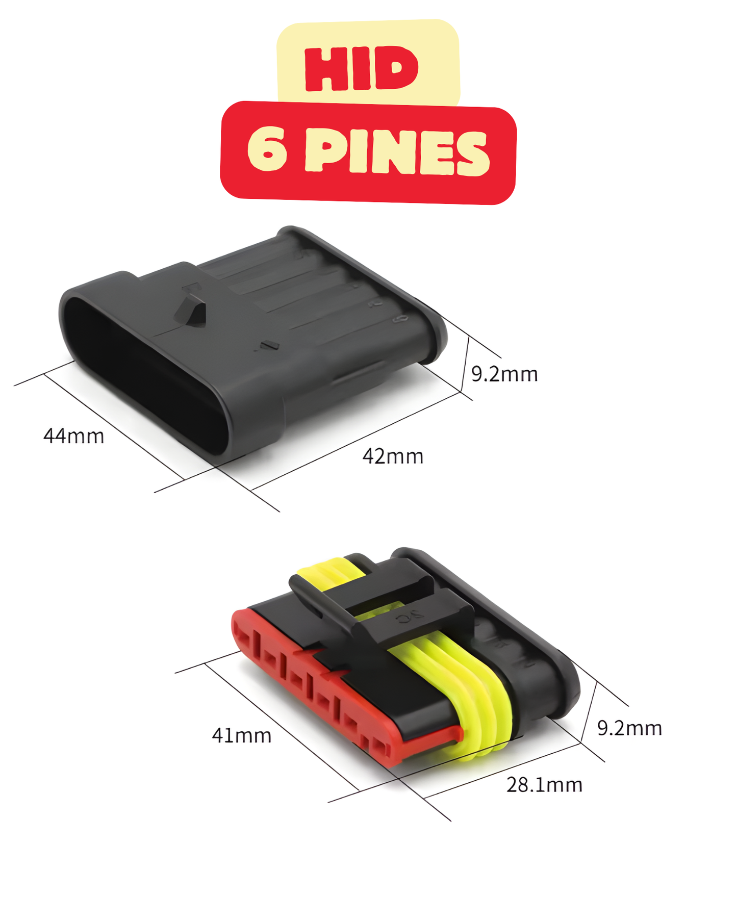 Conector eléctrico impermeable HID | Arnes electrico a prueba de agua 1 pin | 2 pines | 3 pines | 4 pines | 5 pines | 6 pines
