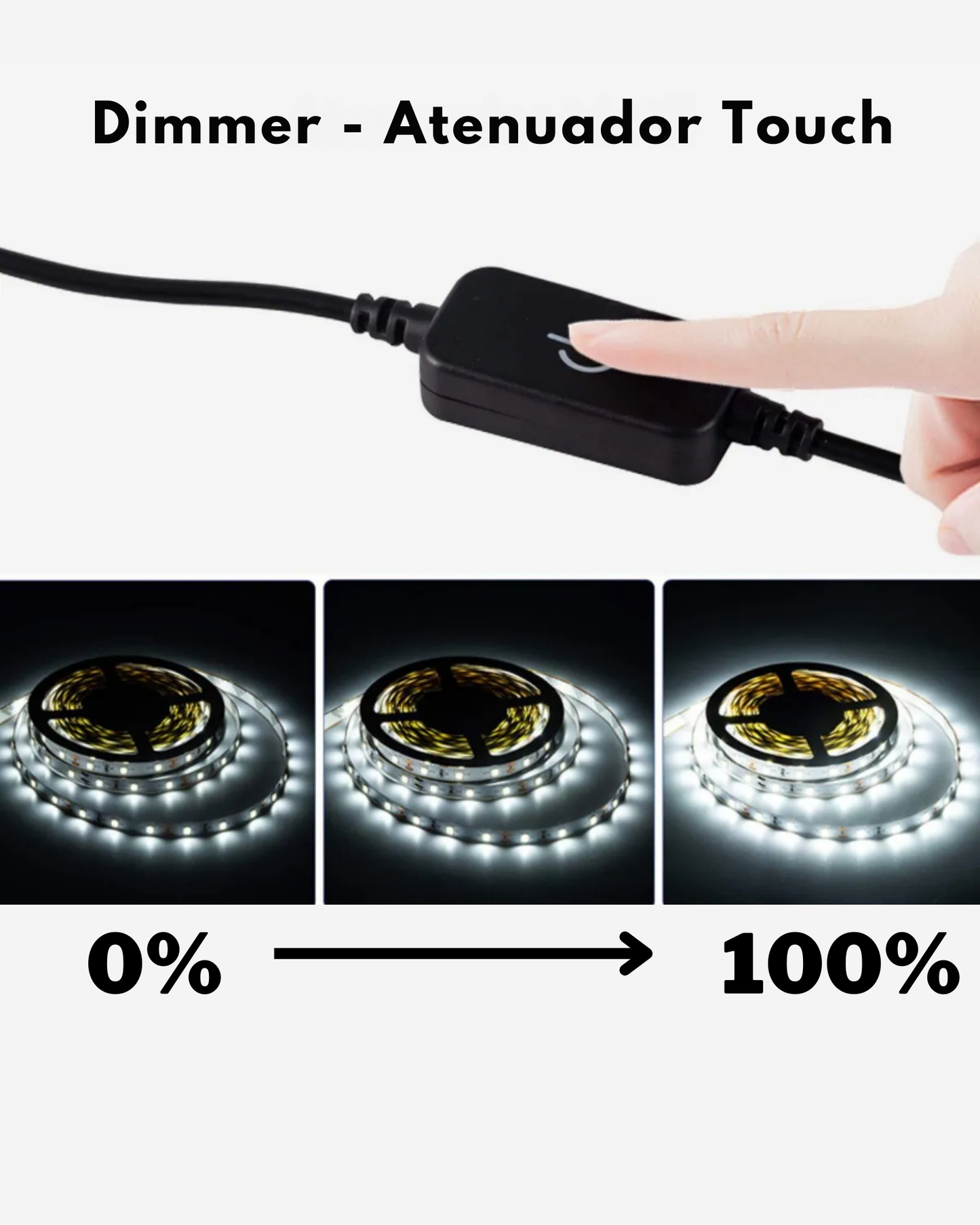 Apagador touch para tira LED | Switch botón en línea para letreros led | Conector 2.1mm | Dimmer regulador de luz
