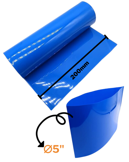 Tubo aislante termocontractil de PVC 5" | Thermofit azul PVC para baterias 18650