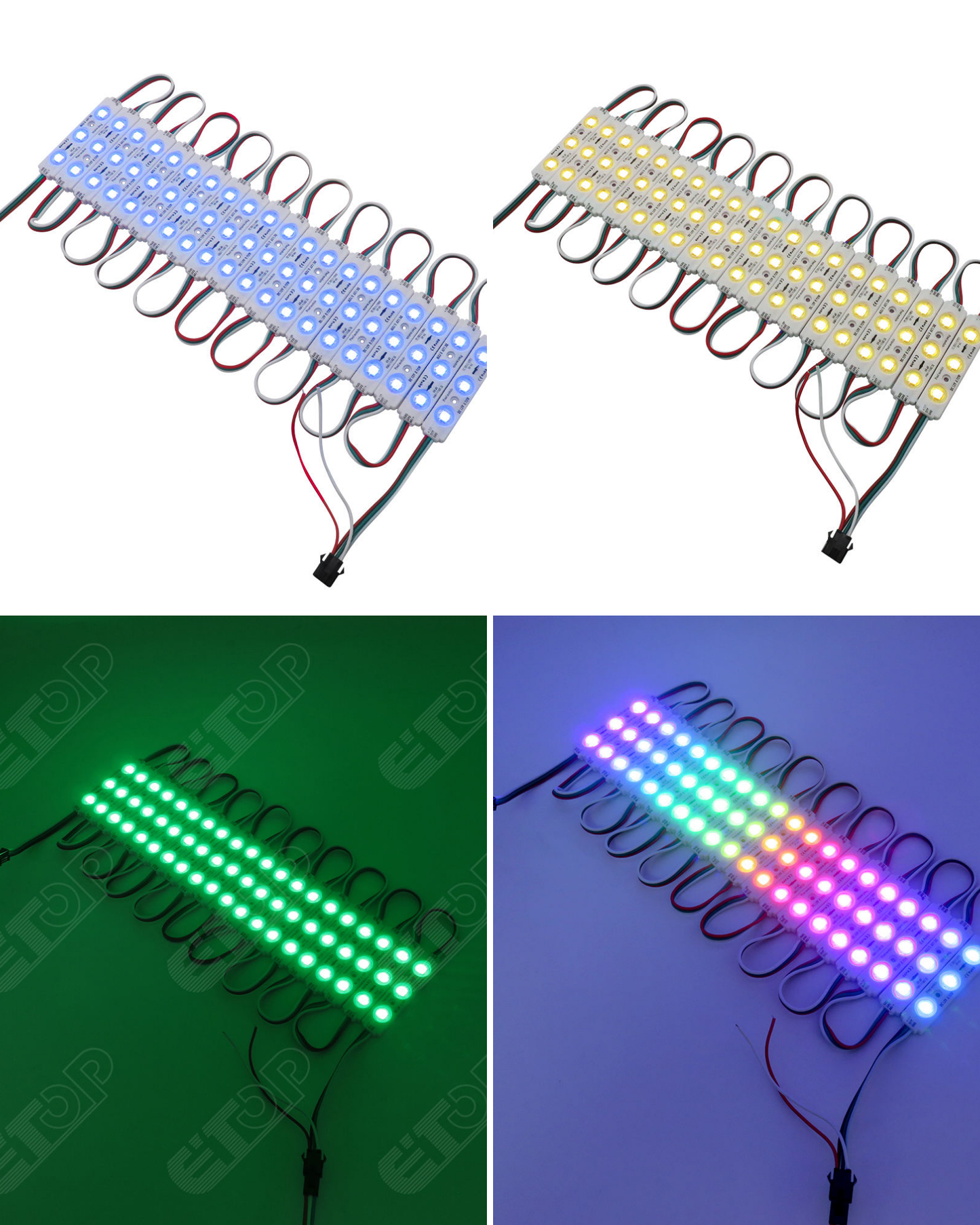 Modulo LED Pixel programable 12V SMD 5050 IP65 | Modulo 3 focos WS2811 | Tira 20 módulos con conectores JST