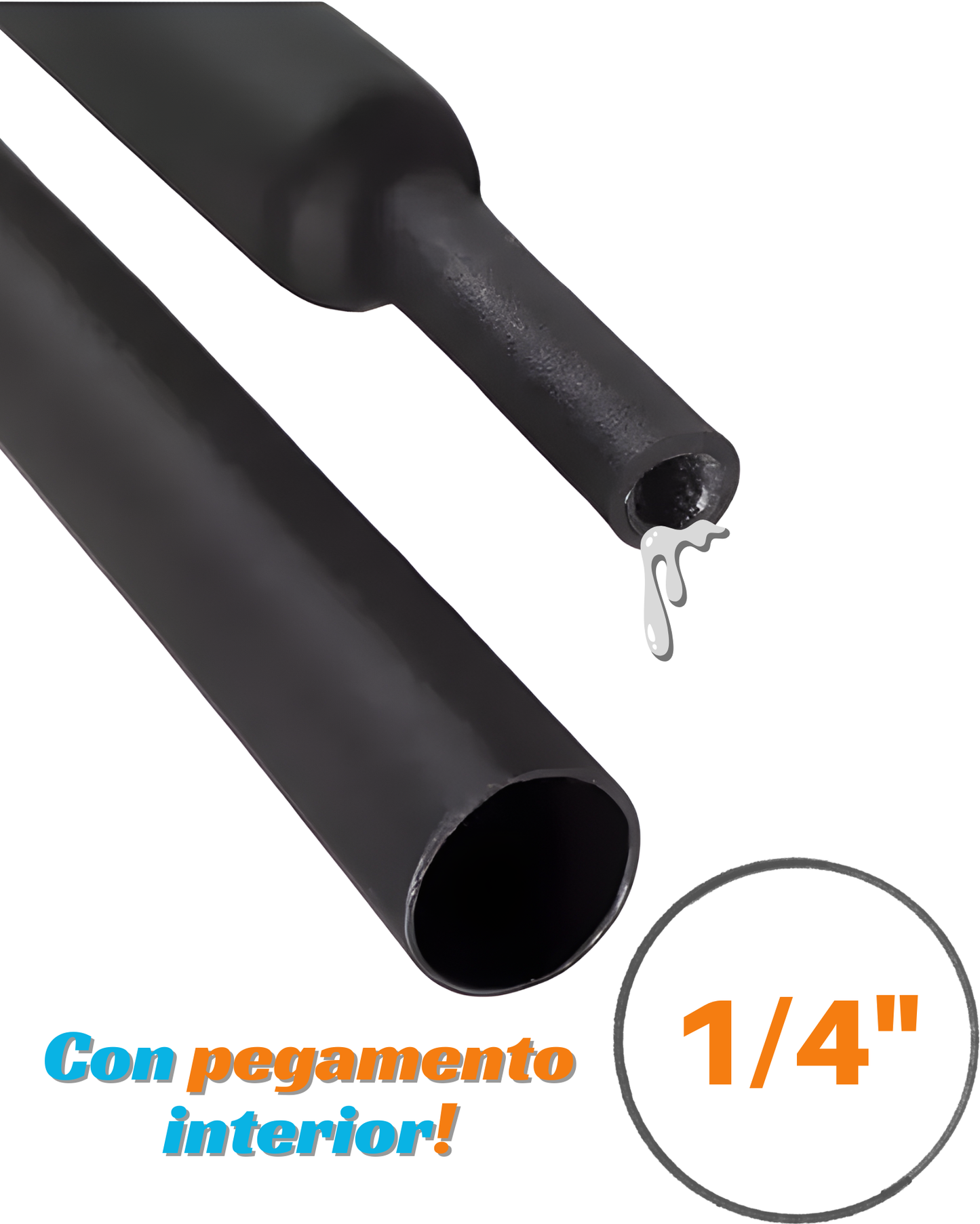Tubo aislante eléctrico termocontractil 1/4" con pegamento | Manguera termocontraible con adhesivo | Aislante eléctrico encogible al calor con capa de adhesivo dielectrico