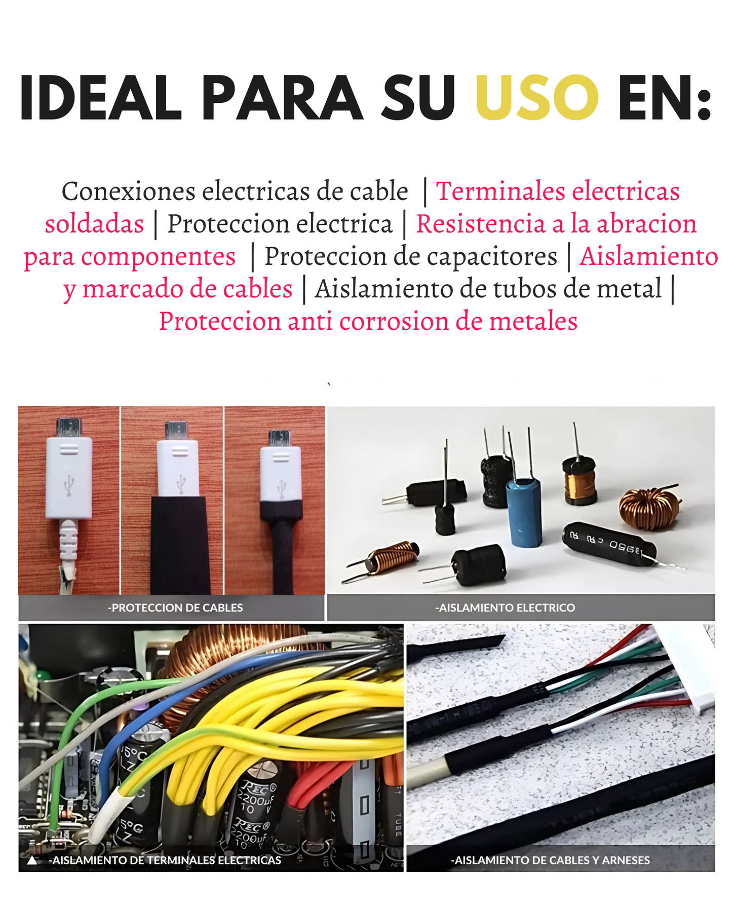Tubo aislante eléctrico termocontractil 1/2" | Manguera termocontraible | Diferentes colores | Aislante eléctrico encogible al calor