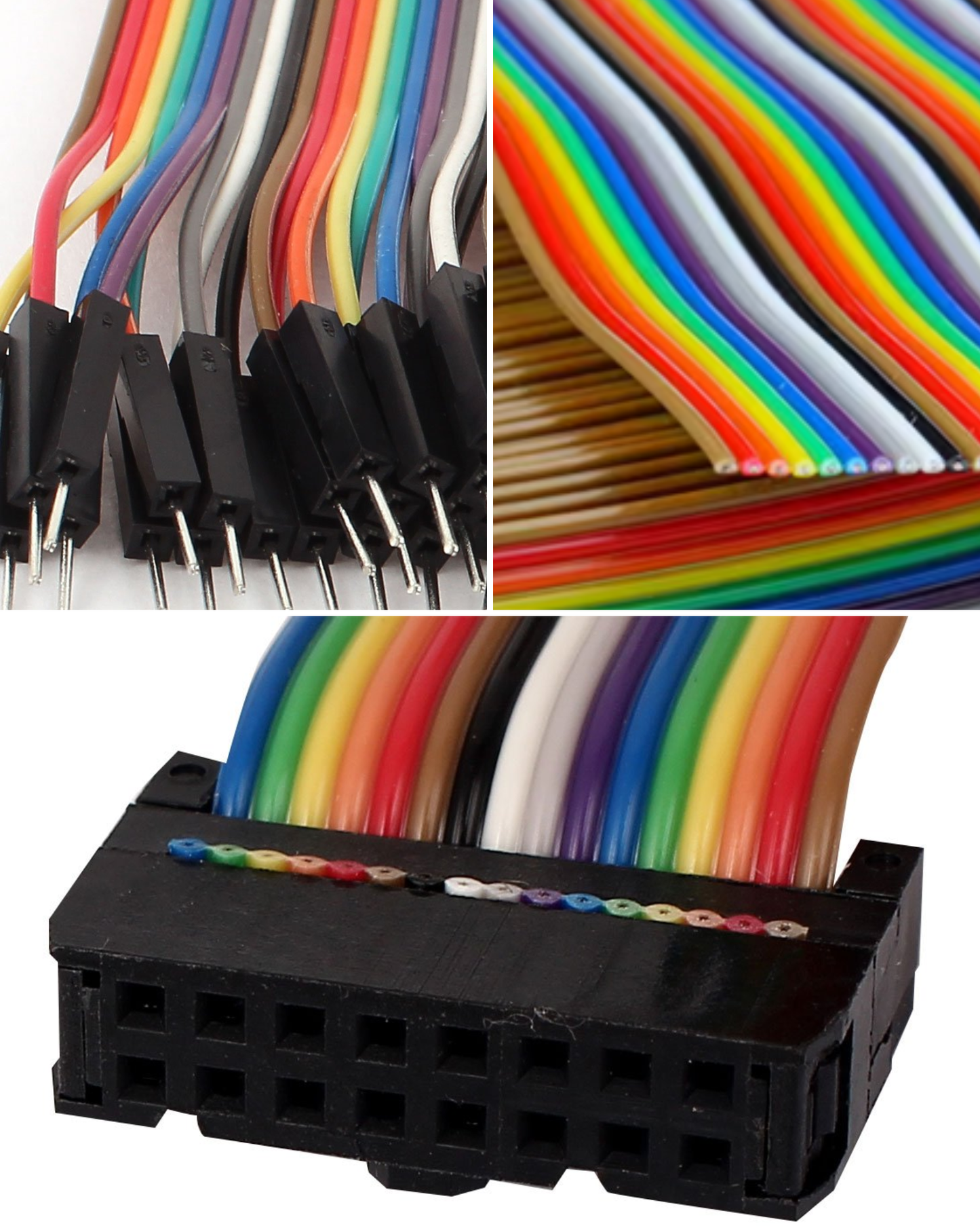 Cable plano arcoíris 20 vías 28AWG | Cable Ribbon multicolor Pitch estándar 20 hilos
