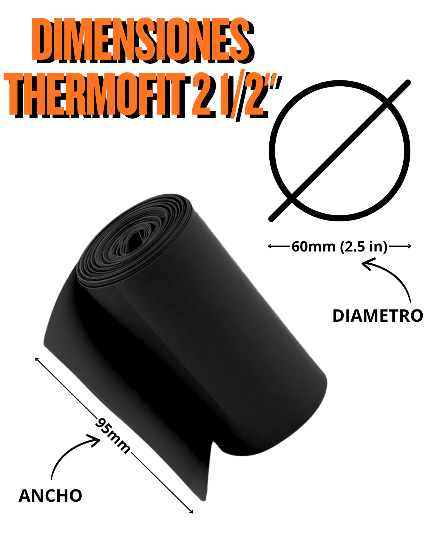 Tubo aislante eléctrico termocontractil 2 1/2" transparente | Manguera termocontraible diámetro interno 60mm | Aislante eléctrico encogible al calor