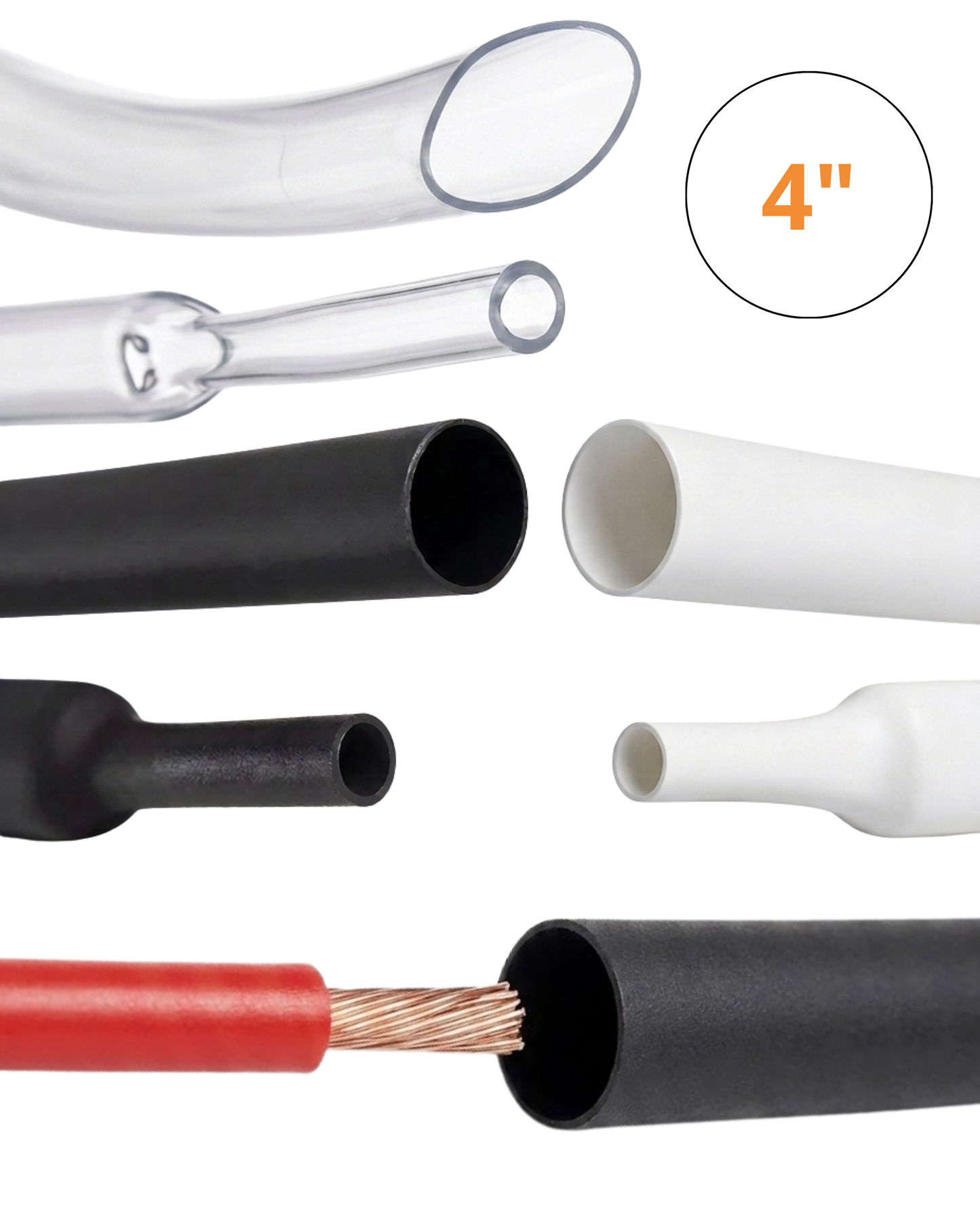 Tubo aislante eléctrico termocontractil 4" | Manguera termocontraible | Diferentes colores | Aislante eléctrico encogible al calor