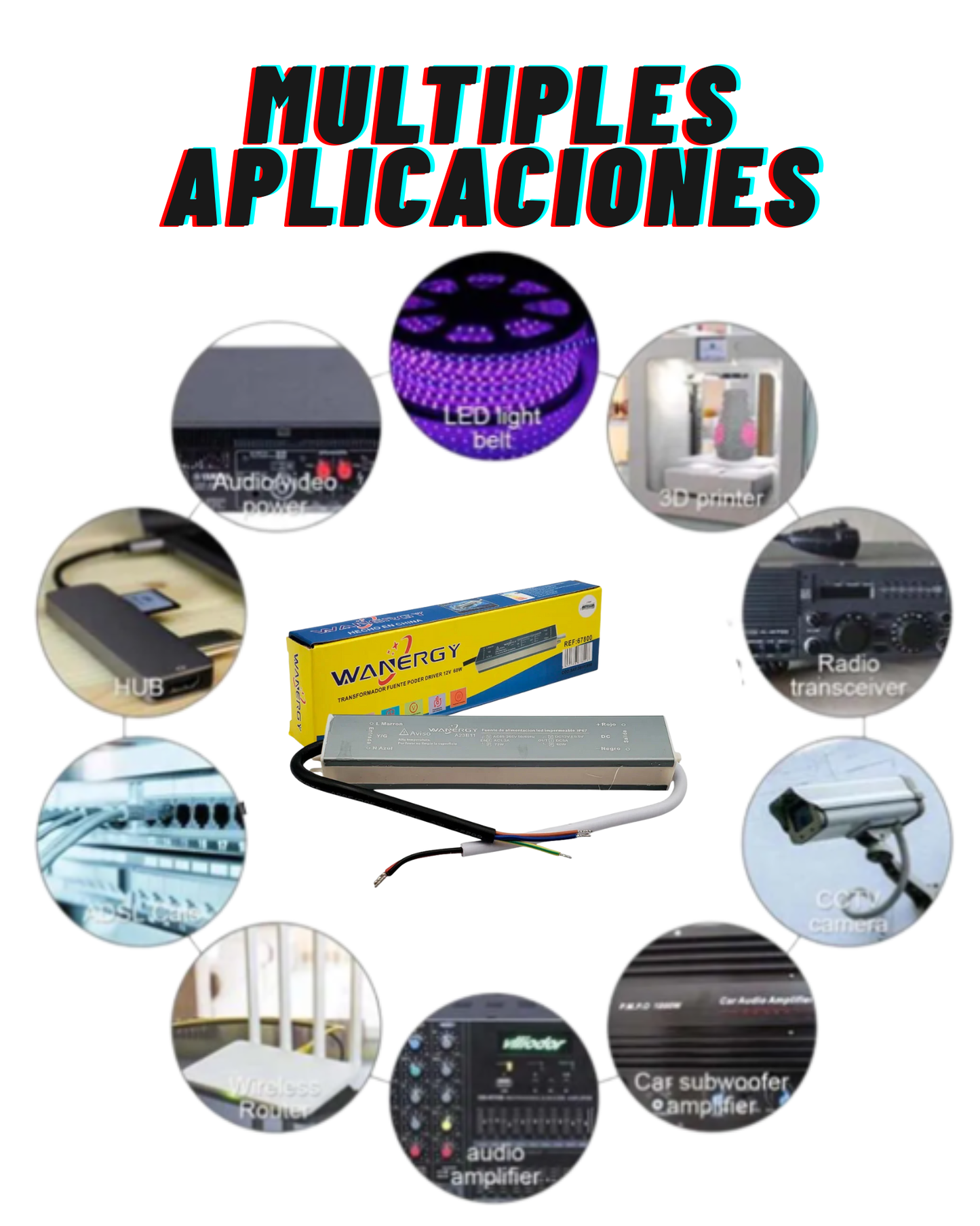 Fuente conmutada para exterior IP67 60W 110 VAC - 220 VAC | Fuente de alimentación impermeable 12V 5A