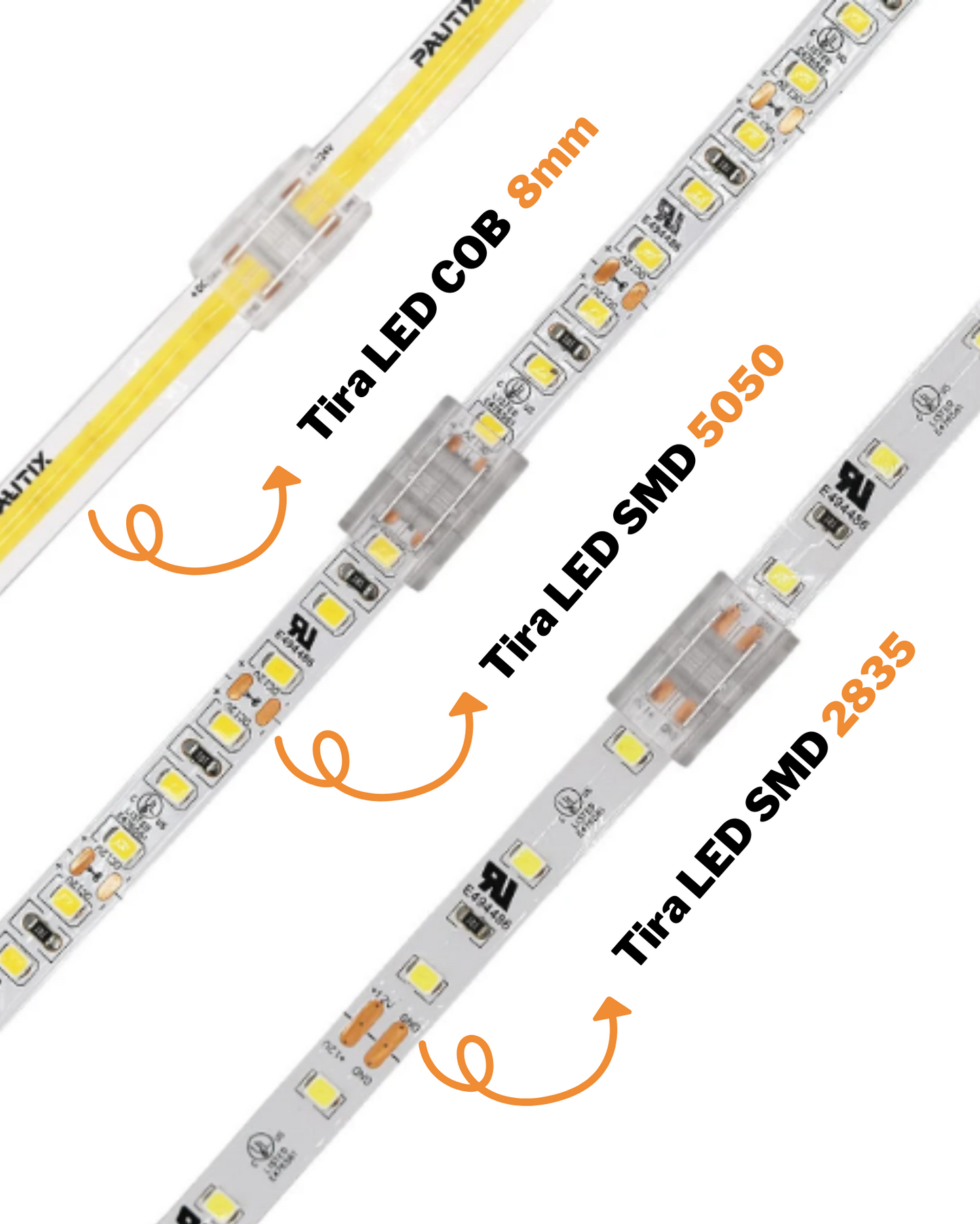 Conector transparente para Tira LED 10mm | Cople empalme para Tira de LED