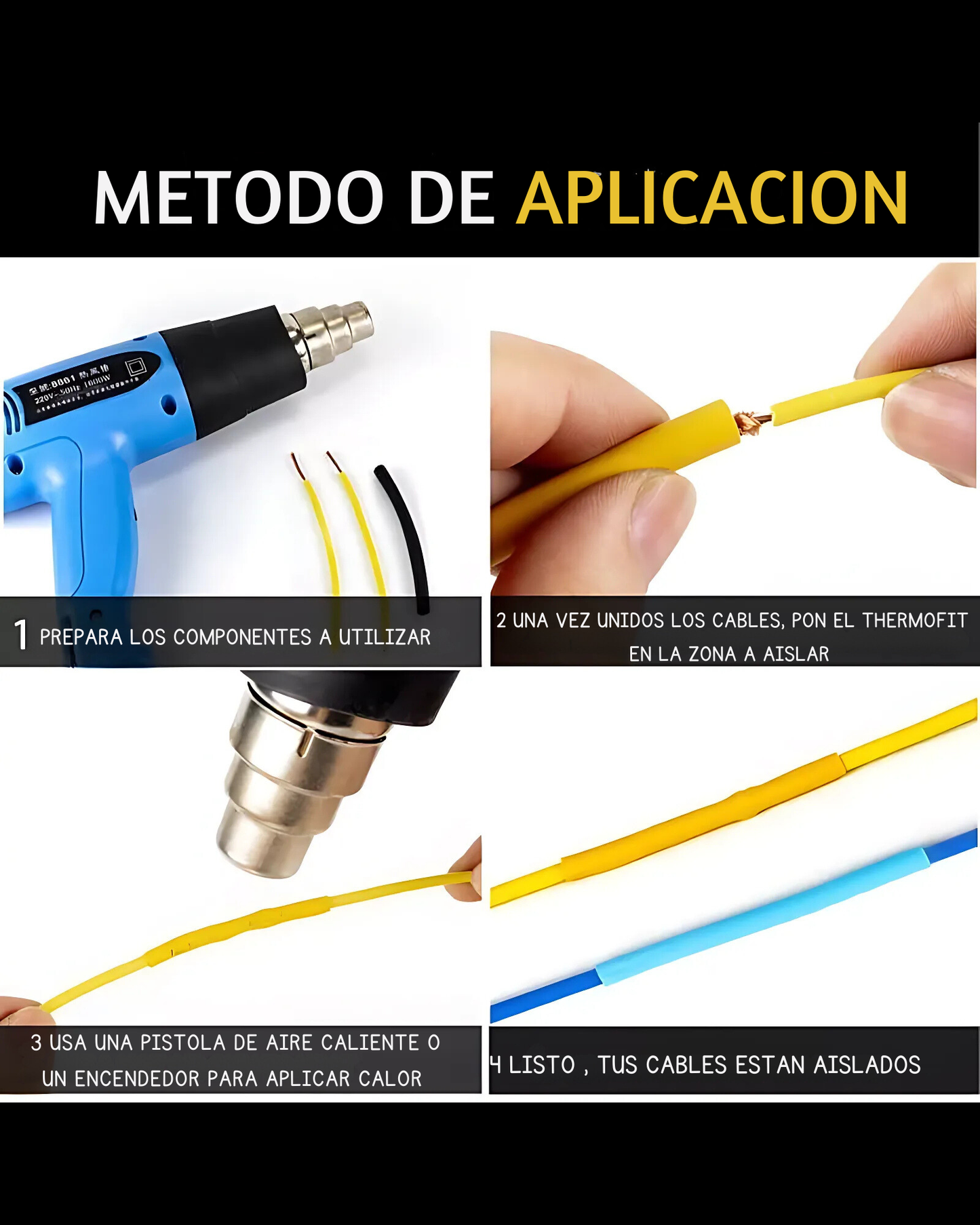 Tubo aislante eléctrico termocontractil 1/2" | Manguera termocontraible | Diferentes colores | Aislante eléctrico encogible al calor