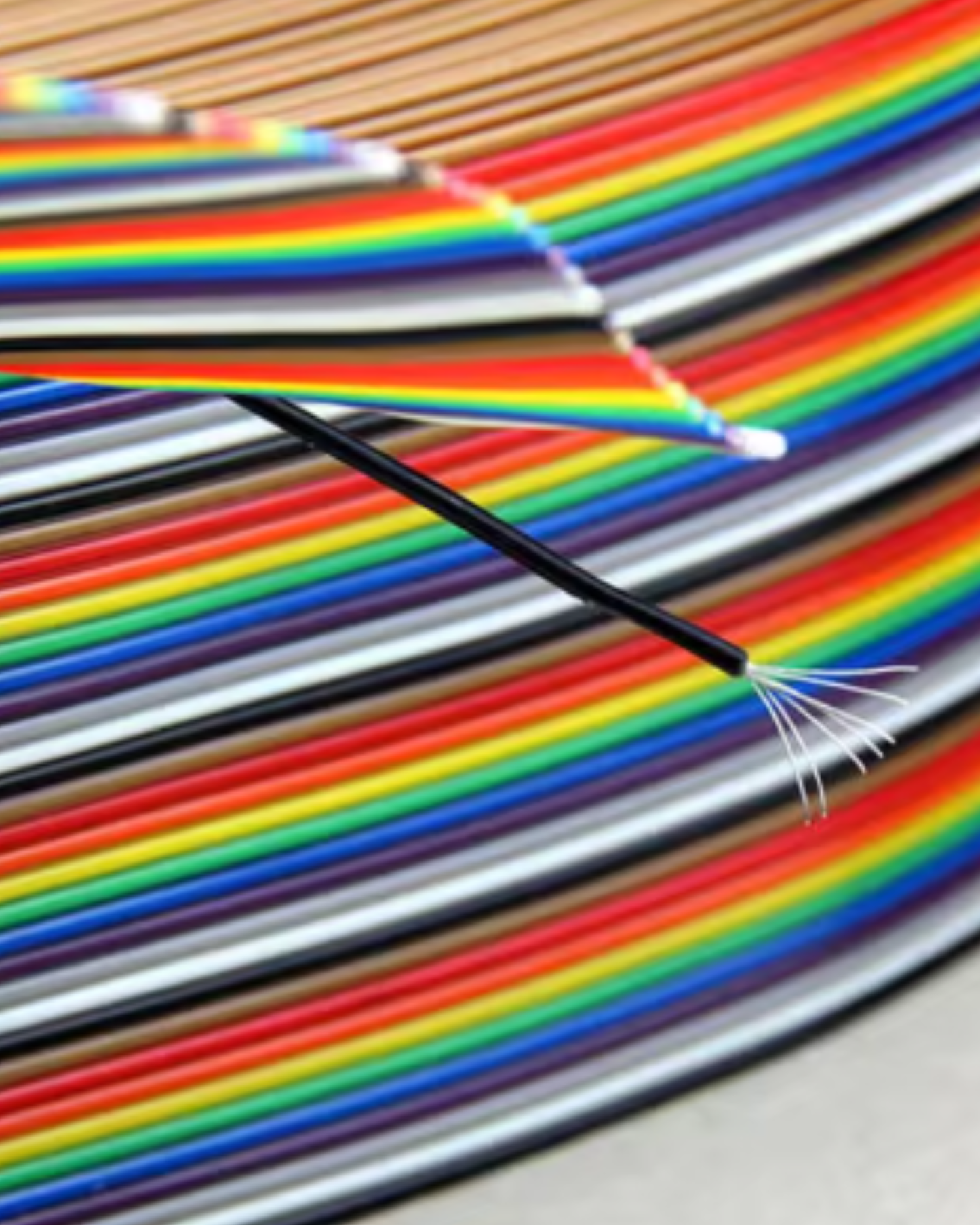 Cable plano arcoíris 20 vías 28AWG | Cable Ribbon multicolor Pitch estándar 20 hilos