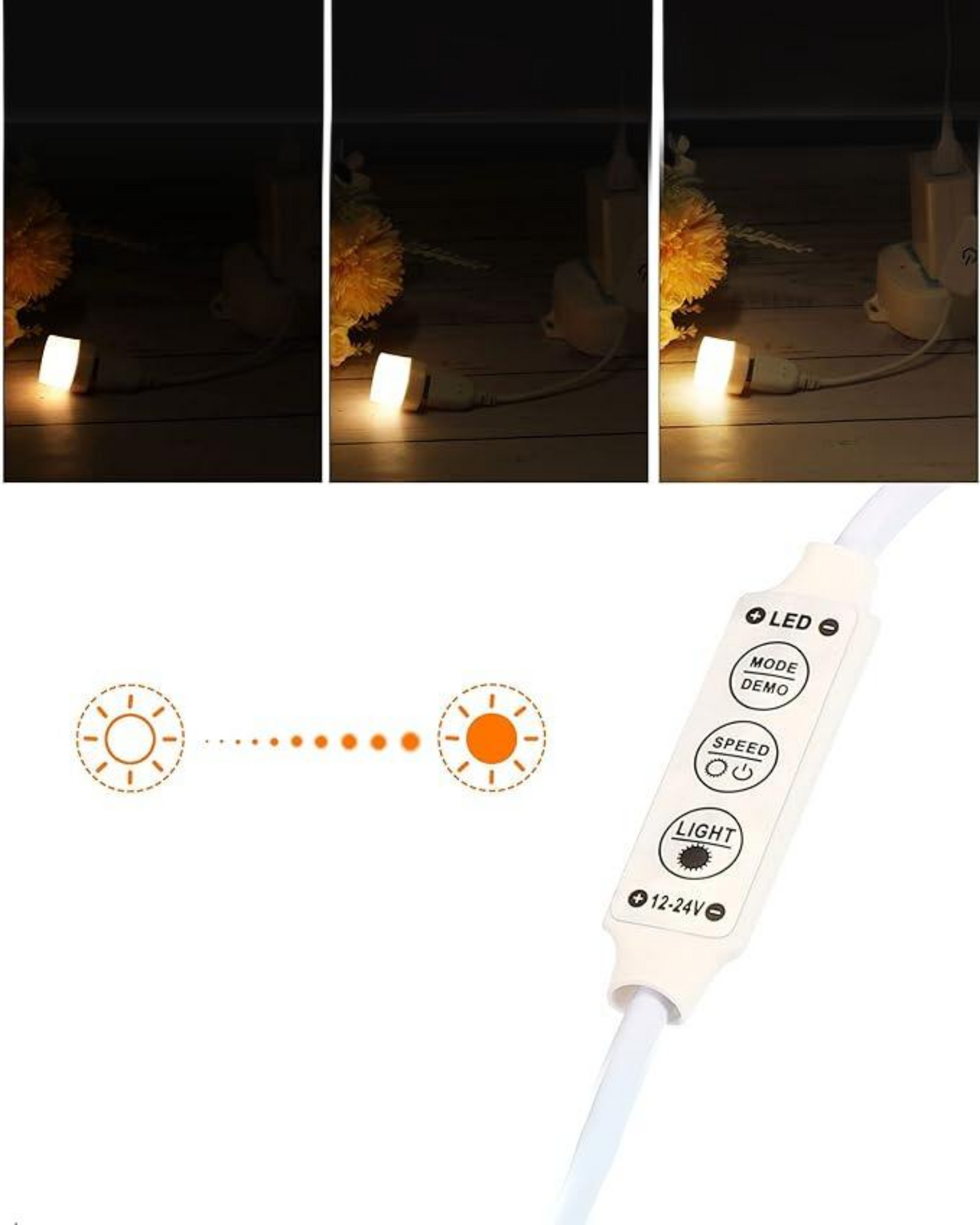 Destellador para tira de LED con Conector 2.1mm | Dimmer controlador manual