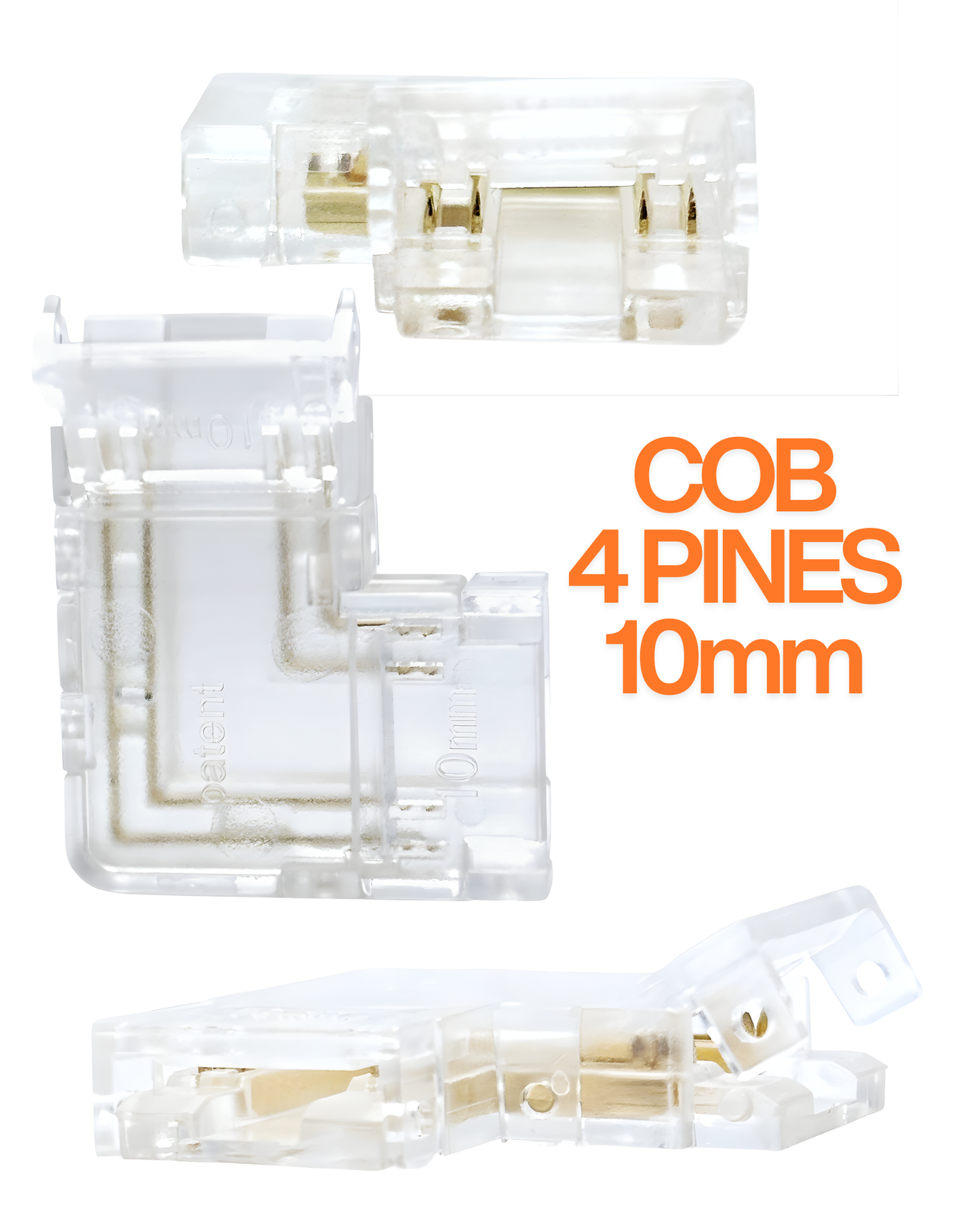 Conector transparente para Tira LED RGB COB 10mm | Cople empalme sin soldar para Tira de LED RGB COB