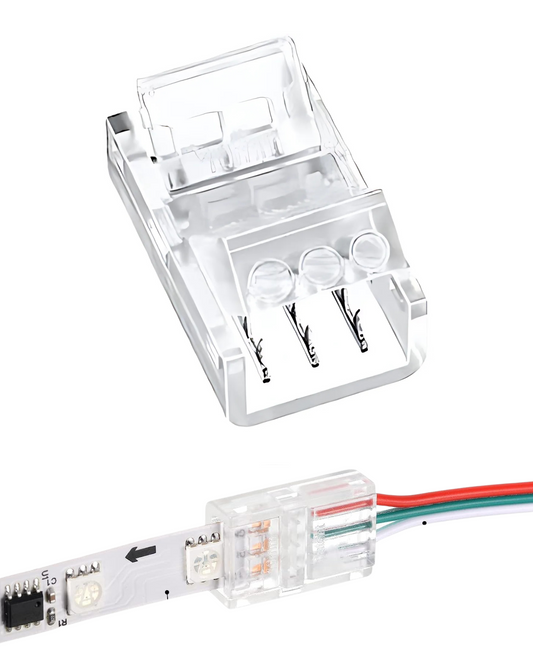 Conector transparente para Pixel LED 8mm | Cople empalme para Tira LED 3 pines WS2812B