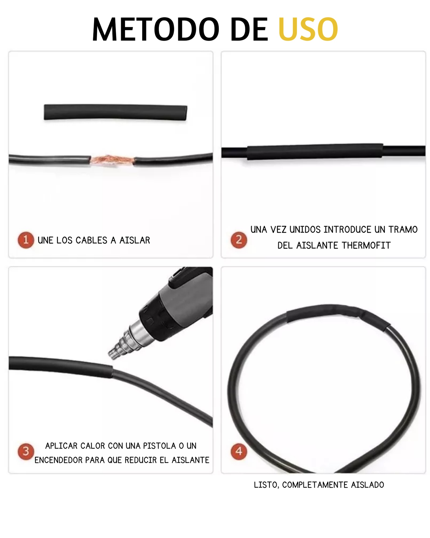 Tubo aislante eléctrico termocontractil 1/2" | Manguera termocontraible | Diferentes colores | Aislante eléctrico encogible al calor