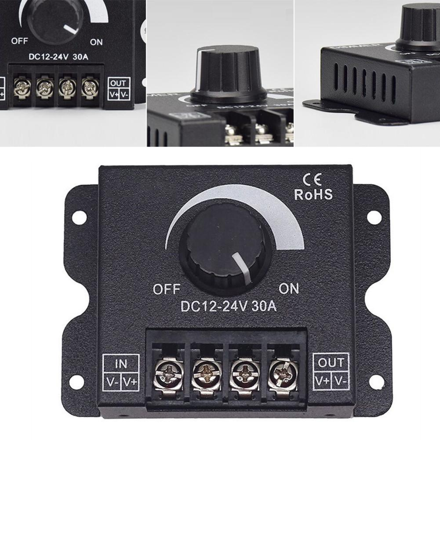 Regulador de luz LED 12V - 24V DC brillo ajustable | Dimmer para tira LED con interruptor de encendido