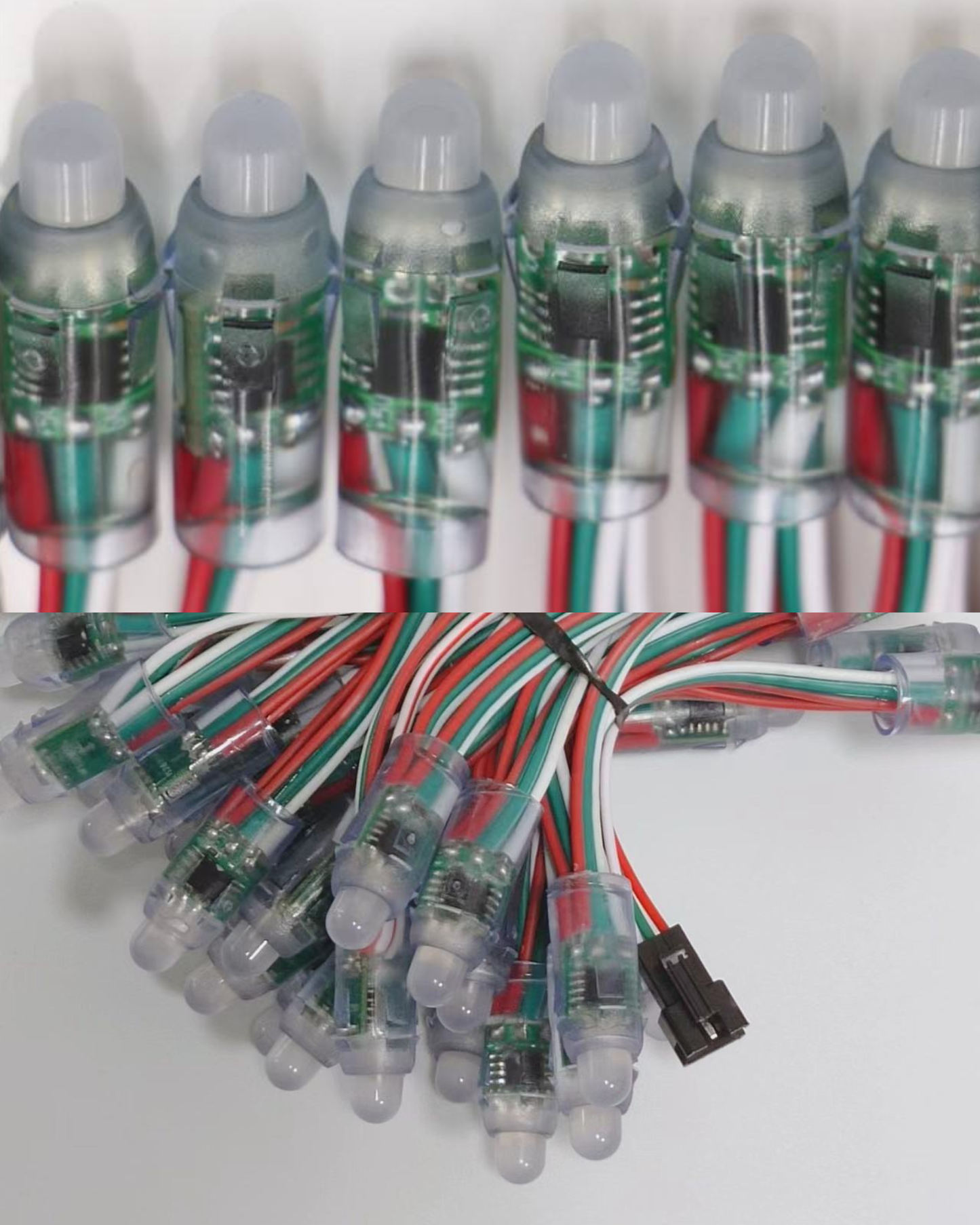 Foco Pixel LED RGB WS2811B 12mm | Tira 50 focos tipo bala 5V programables Neopixel Impermeable IP65