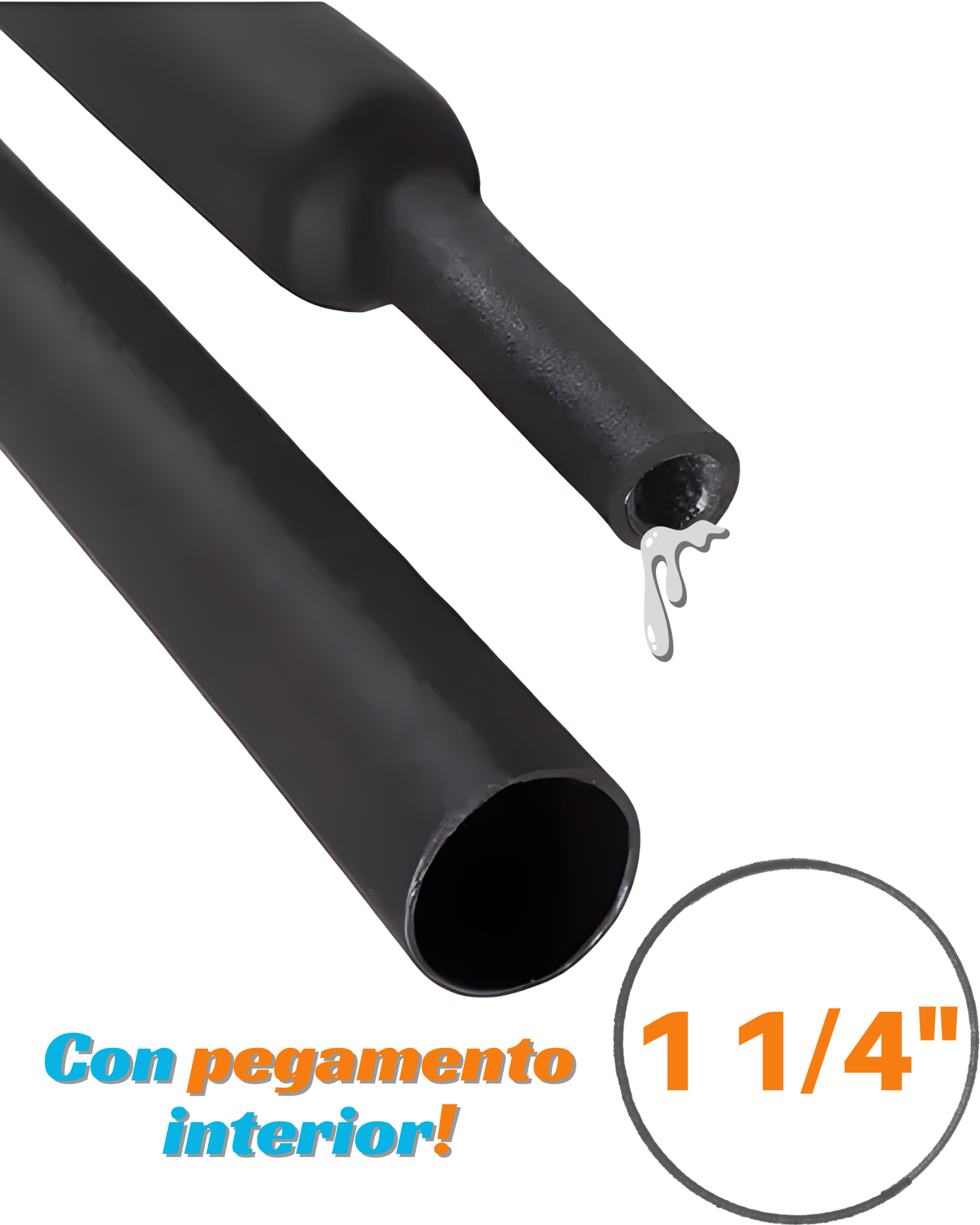 Tubo aislante eléctrico termocontractil 1 1/4" con pegamento | Manguera termocontraible con adhesivo | Aislante eléctrico encogible al calor con capa de adhesivo dielectrico
