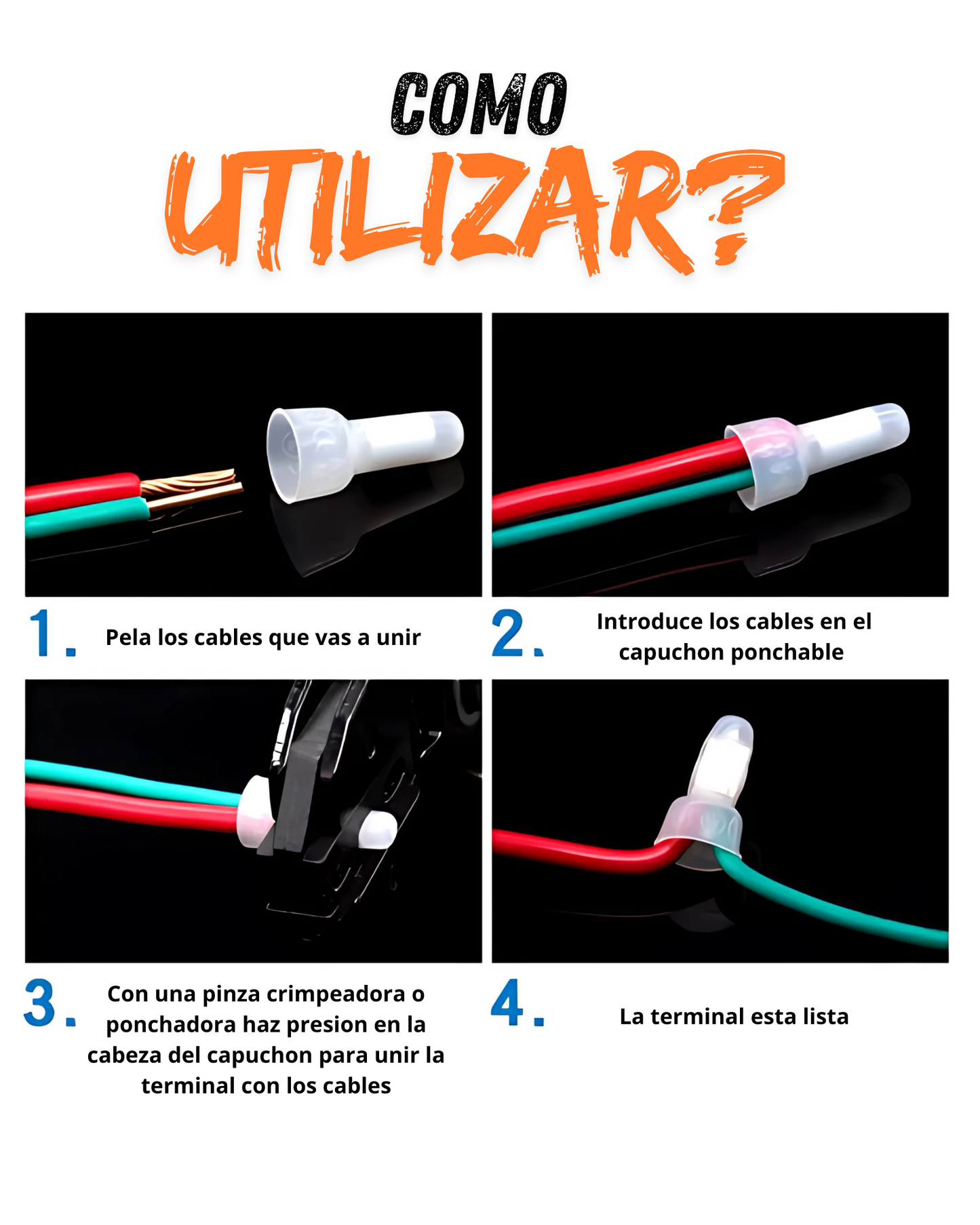 Capuchón de plástico para empalme eléctrico | Bolsa 1000 piezas capuchón de presión