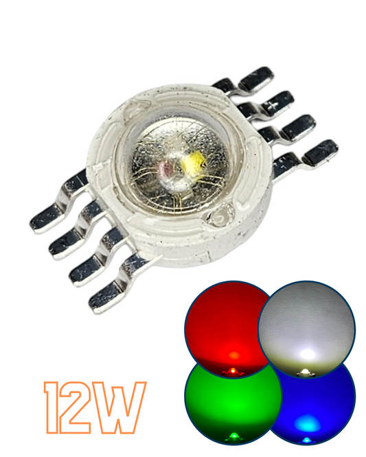 Chip LED de potencia 12W RGBW 8 pines | Pastilla LED RGB+Blanco
