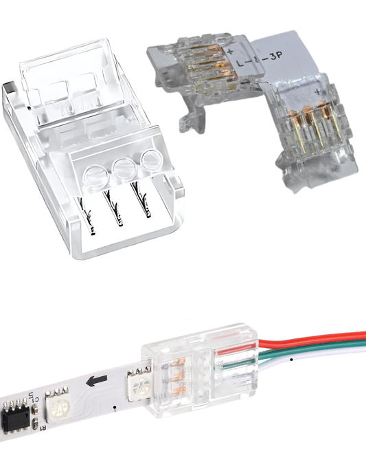 Conector transparente para Pixel LED 8mm | Cople empalme para Tira LED 3 pines WS2812B