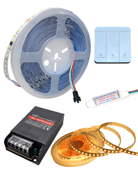 Tira de LED decorativa efecto de agua corriendo | Rollo de 10 metros 24V DC | Diferentes efectos decorativos