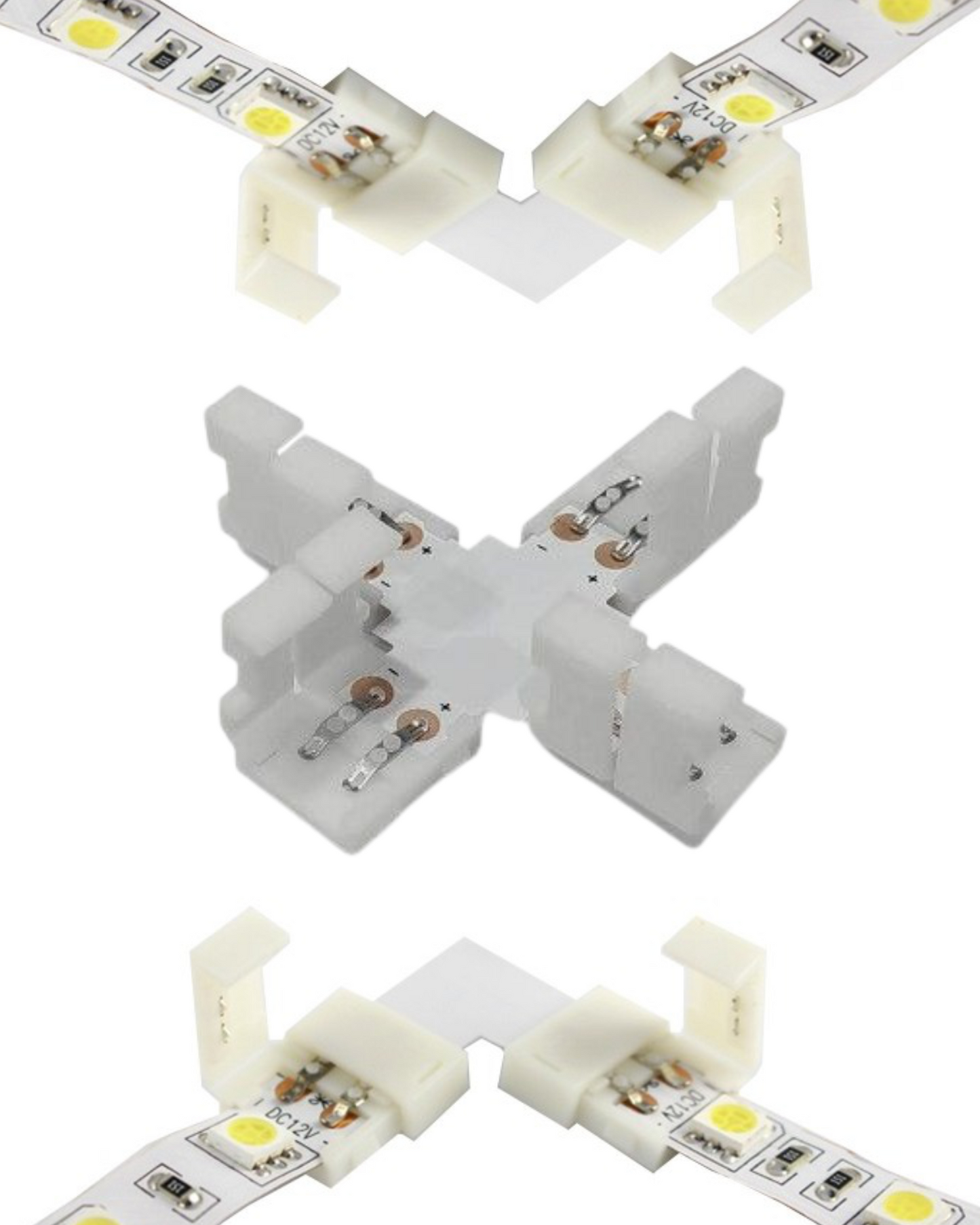 Cople X para tira LED de un solo color 3528 | Unión tipo X T L | Empalme tira de LED