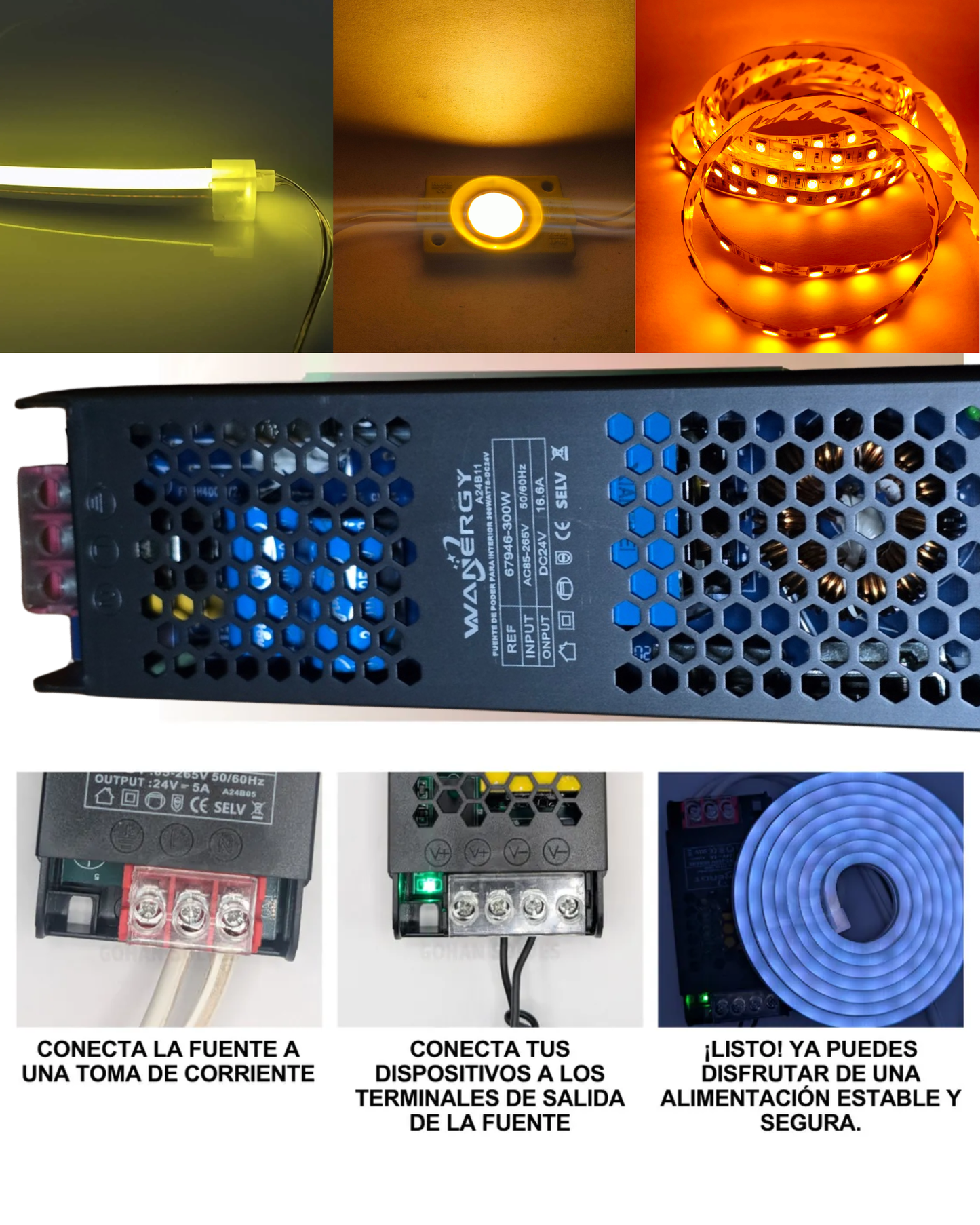 Fuente conmutada 200W 24V 8.33A | Fuente de alimentación 110 VAC - 220 VAC