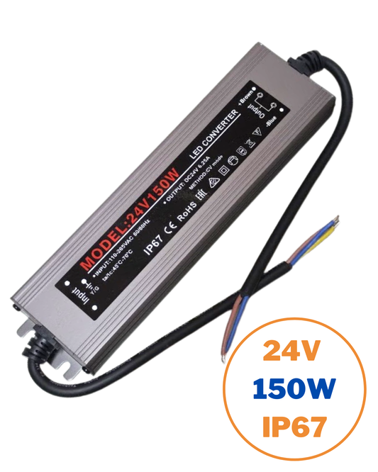 Fuente conmutada para exterior IP67 24V 150W 110 VAC - 220 VAC | Fuente de alimentación impermeable