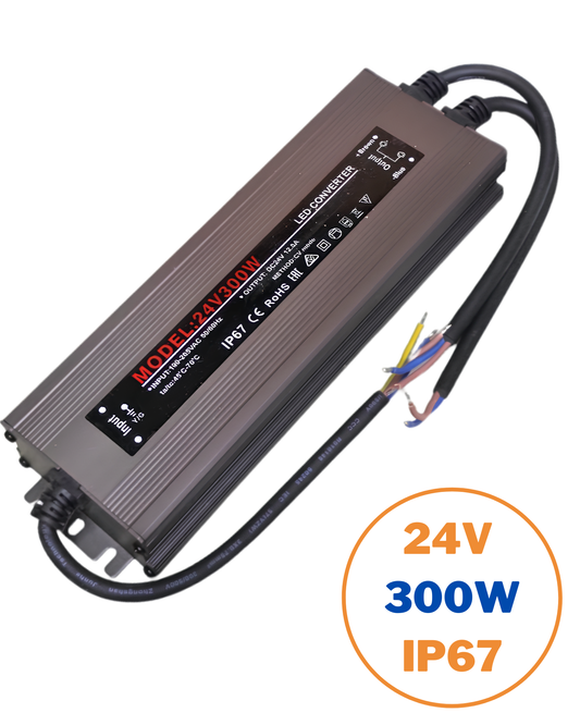 Fuente conmutada para exterior IP67 24V 300W 110 VAC - 220 VAC | Fuente de alimentación impermeable