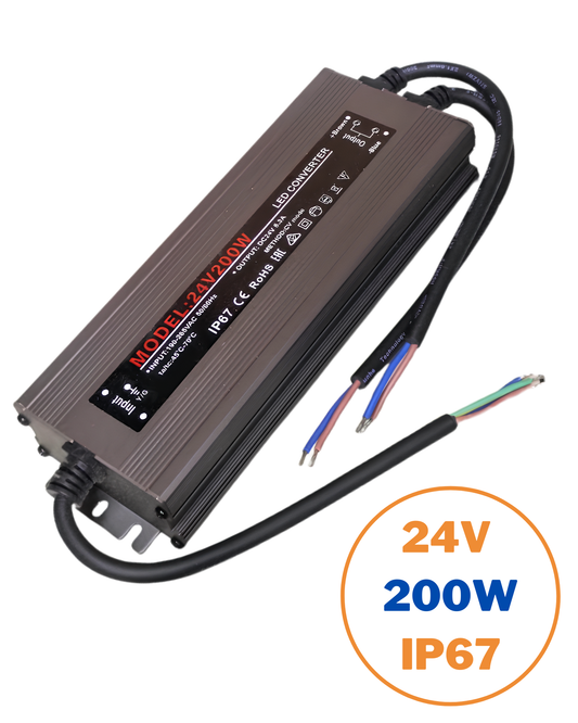 Fuente conmutada para exterior IP67 24V 200W 110 VAC - 220 VAC | Fuente de alimentación impermeable