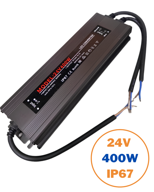 Fuente conmutada para exterior IP67 24V 400W 110 VAC - 220 VAC | Fuente de alimentación impermeable