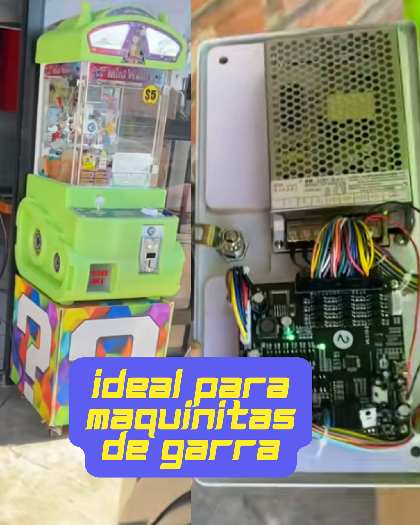 Fuente conmutada combinada +5V / +12V / +24V | Fuente de alimentación 110 VAC - 220 VA | Ideal para maquinitas de garra tragamonedas
