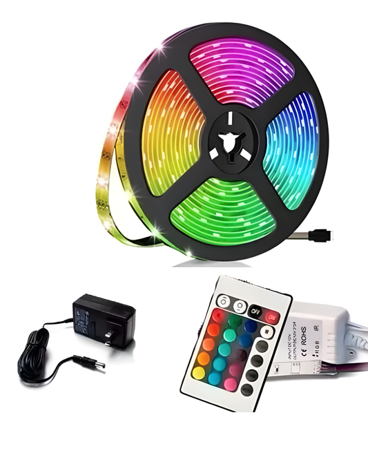Tira LED RGB Multicolor 5050 | Cambio de colores | Rollo 5 metros | Incluye fuente y controlador