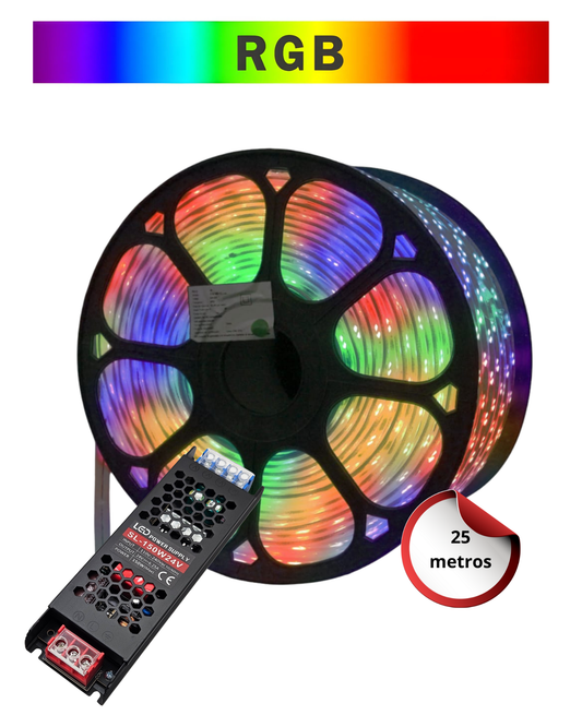 Manguera LED RGB mágica | Rollo 25 metros RGB | Diferentes cambios de colores | Próximamente descontinuado