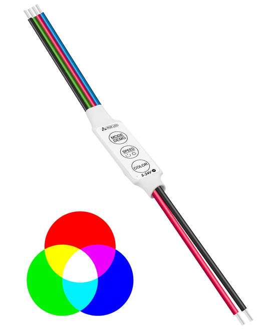 Dimmer destellador para tira de LED RGB | Control manual regulador 4 cables RGB 5 a 24V DC