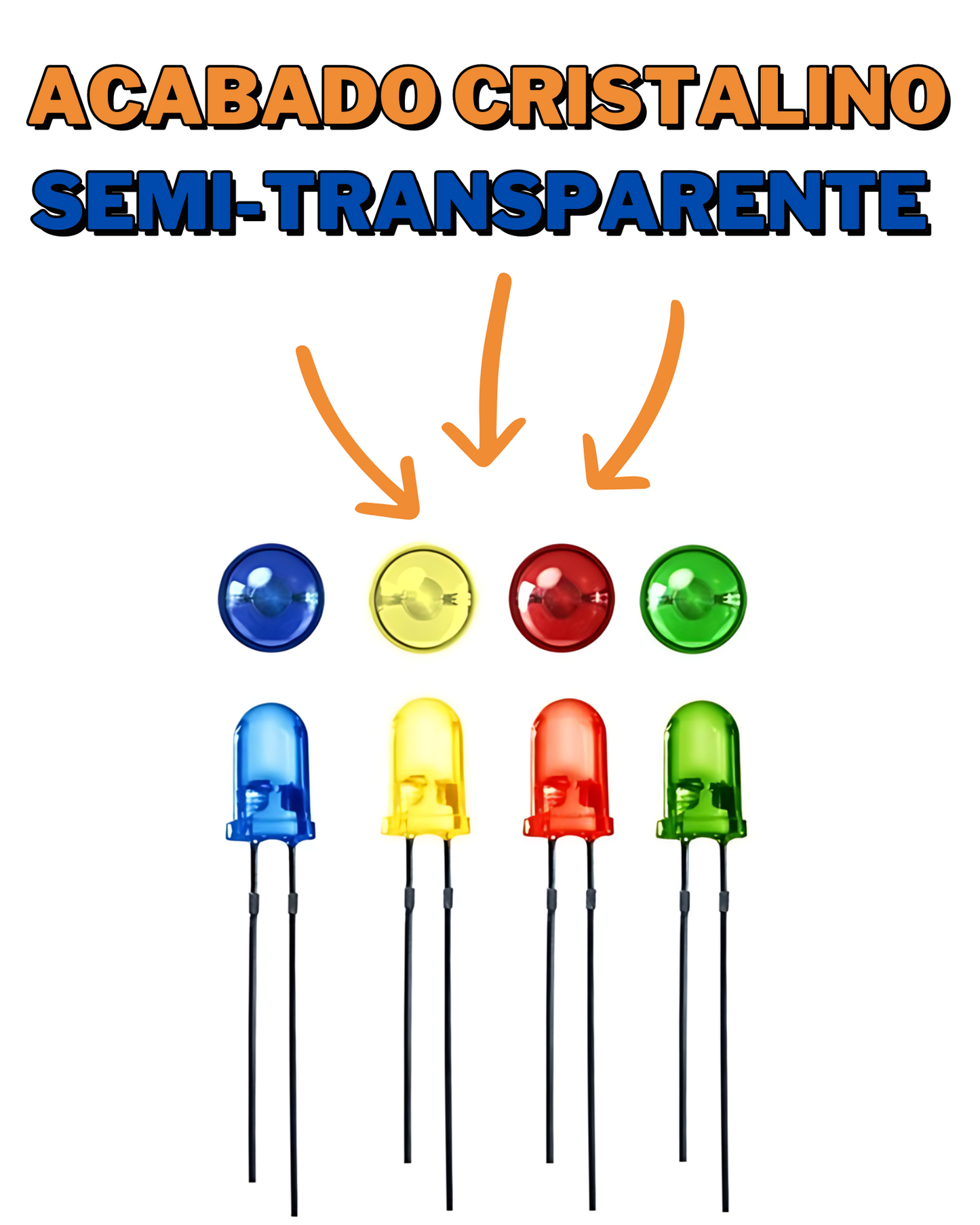 Diodo LED 5mm cristalino semi transparente | Diodo LED emisor de luz