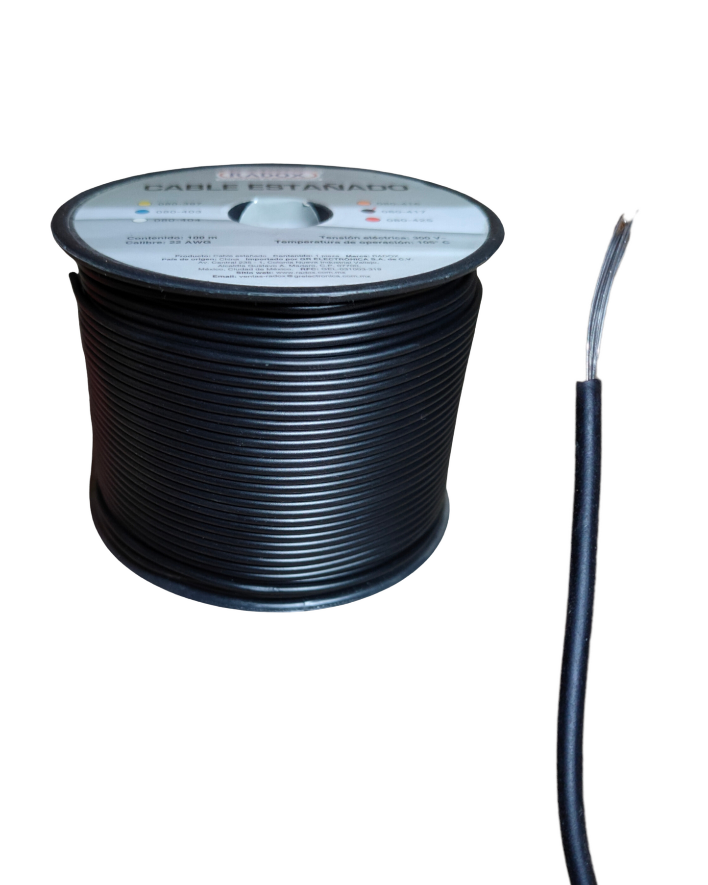 Cable estañado unipolar calibre 22AWG | Cable de 1 vía estañado para tira de LED