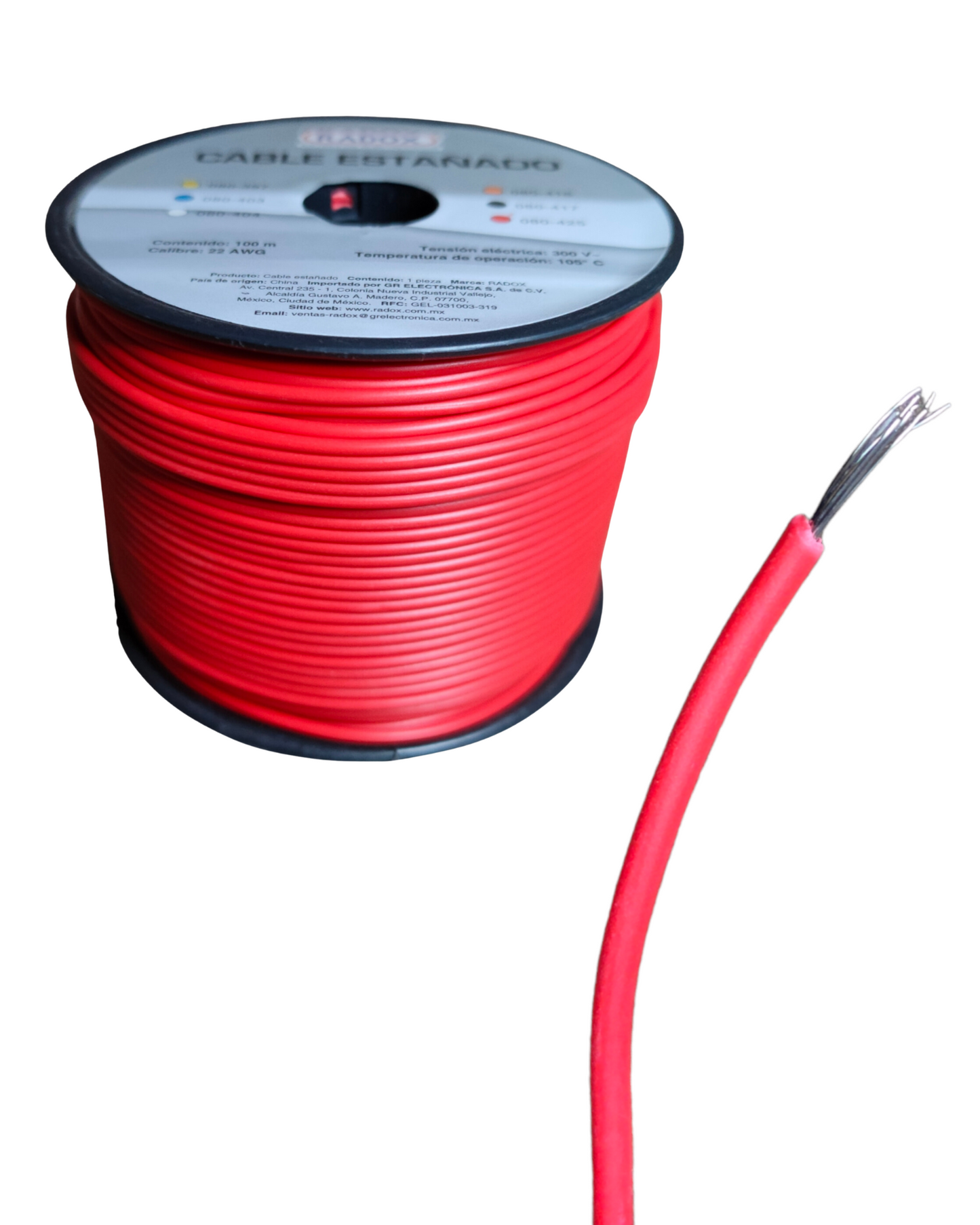 Cable estañado unipolar calibre 22AWG | Cable de 1 vía estañado para tira de LED