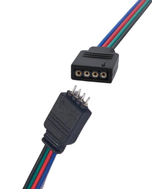 Conector para tira de LED RGB multicolor | Cable conector macho - hembra RGB 4 cables