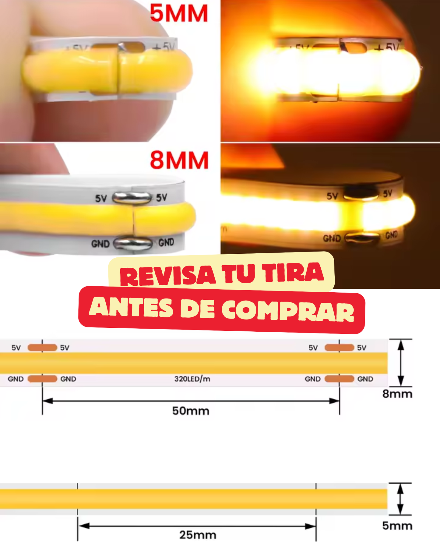 Conector transparente para Tira LED 8mm | Cople empalme para Tira de LED 5050
