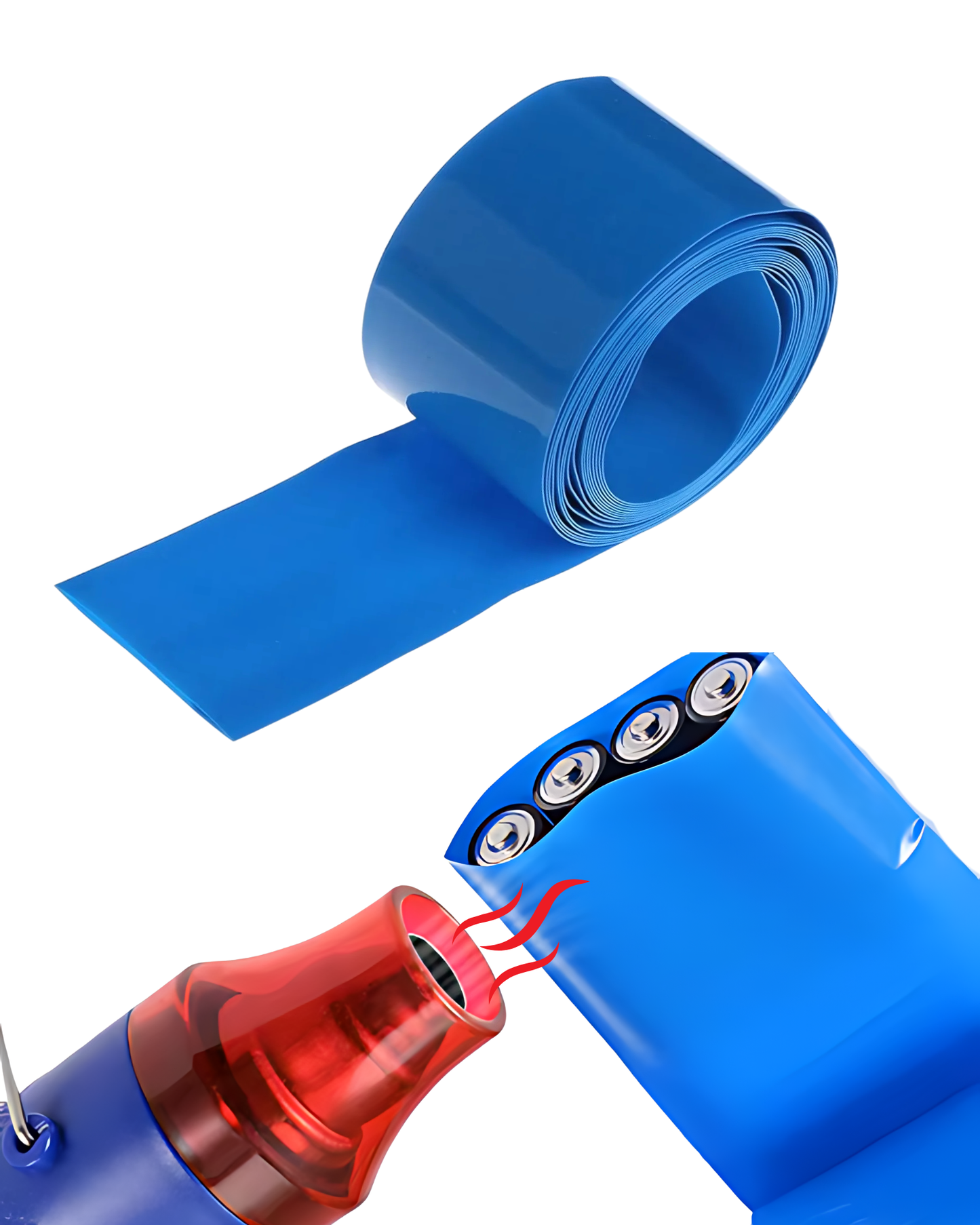 Tubo aislante eléctrico termocontractil de PVC Azul | Aislante eléctrico para baterías de litio | Diferentes medidas | Aislante encogible al calor