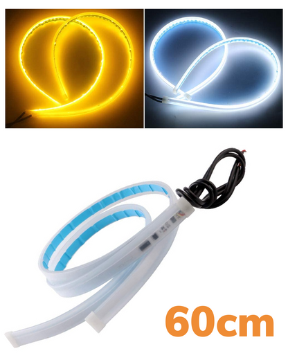 Par Tiras de led para faros direccionales de automóvil | Tira LED DRL secuencial Blanco y Amarillo