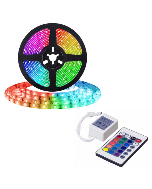 Tira LED RGB Multicolor 5050 | Cambio de colores | Rollo 5 metros | Incluye fuente y controlador